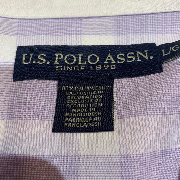 NWT U.S. Polo Assn Purple Plaid Button-Down Shirt - Picture 4 of 6